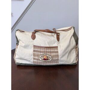 VTG 90s Embroidered Winnie The Pooh 100 Acre Wood Tan Plaid Duffle Bag Handles